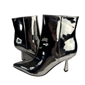 Nine West Womens Metallic Pointed Toe Ankle Boots Silver Size 6M NWOB